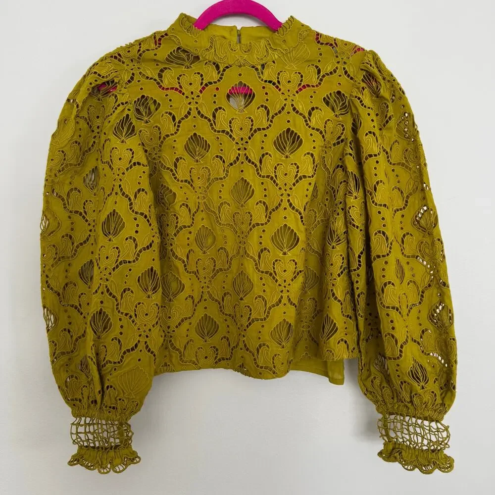 Farm Rio Yellow Lace Blouse